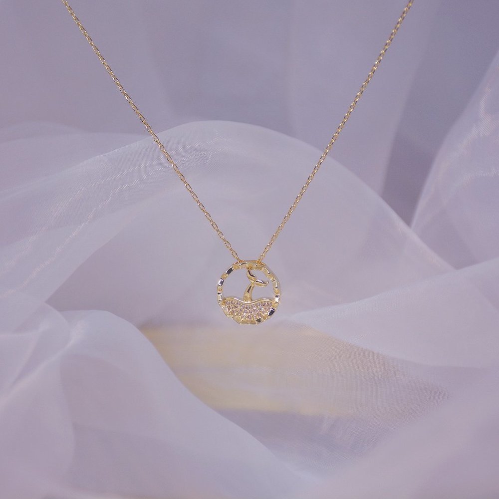 NEW 14K Gold Plated Diamond Mermaid Necklace a - Picture 9 of 11